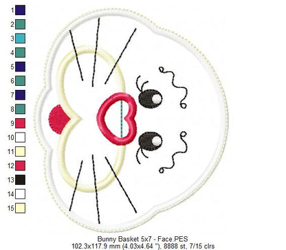 Cute Bunny Basket - ITH Project - Machine Embroidery Design