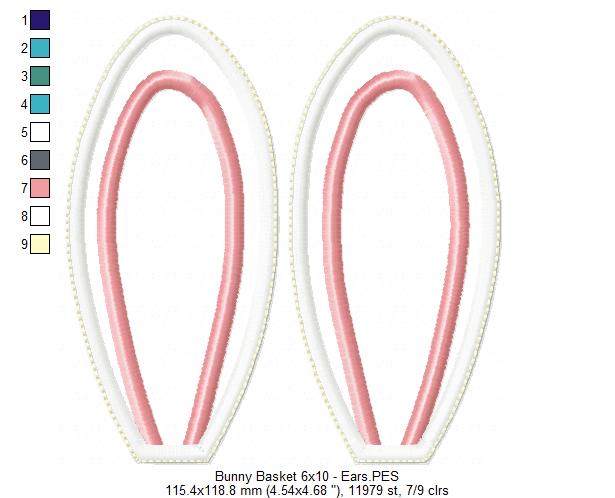 Cute Bunny Basket - ITH Project - Machine Embroidery Design