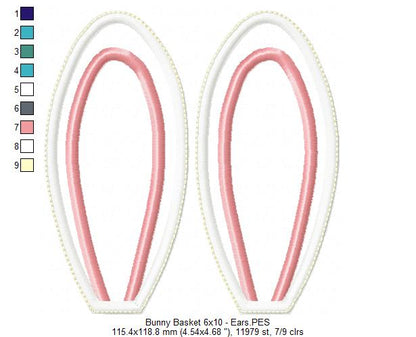 Cute Bunny Basket - ITH Project - Machine Embroidery Design