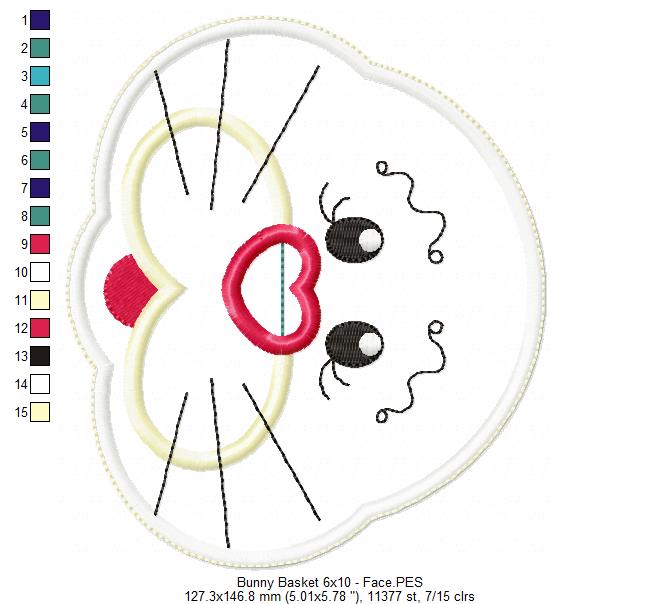 Cute Bunny Basket - ITH Project - Machine Embroidery Design