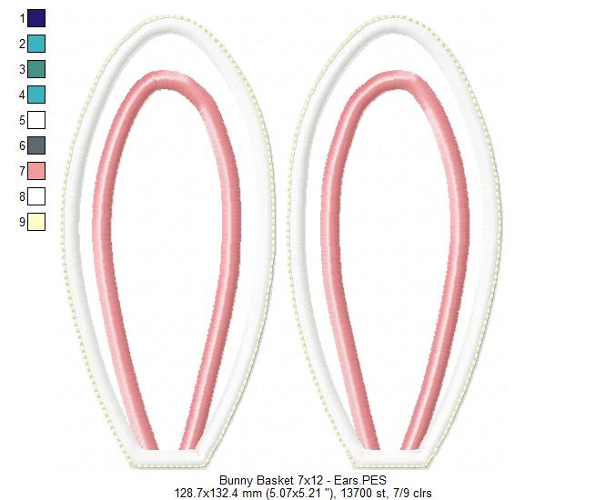 Cute Bunny Basket - ITH Project - Machine Embroidery Design