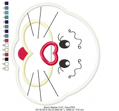 Cute Bunny Basket - ITH Project - Machine Embroidery Design