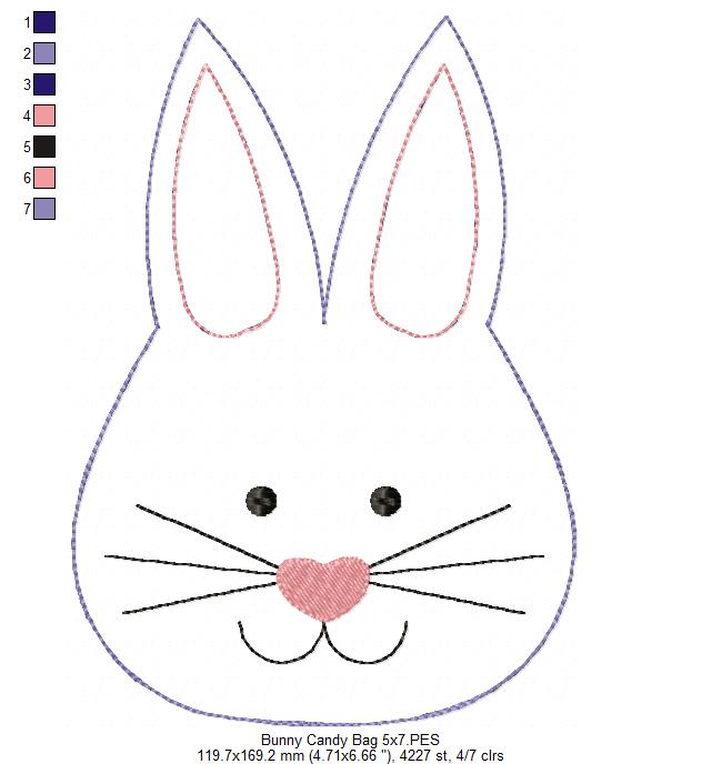 Cute Bunny Candy Bag   - ITH Project - Machine Embroidery Design