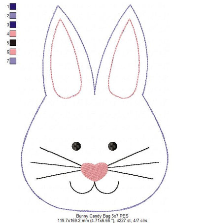 Cute Bunny Candy Bag   - ITH Project - Machine Embroidery Design