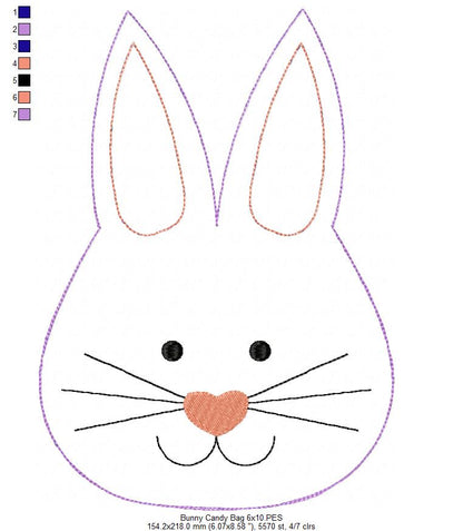 Cute Bunny Candy Bag   - ITH Project - Machine Embroidery Design