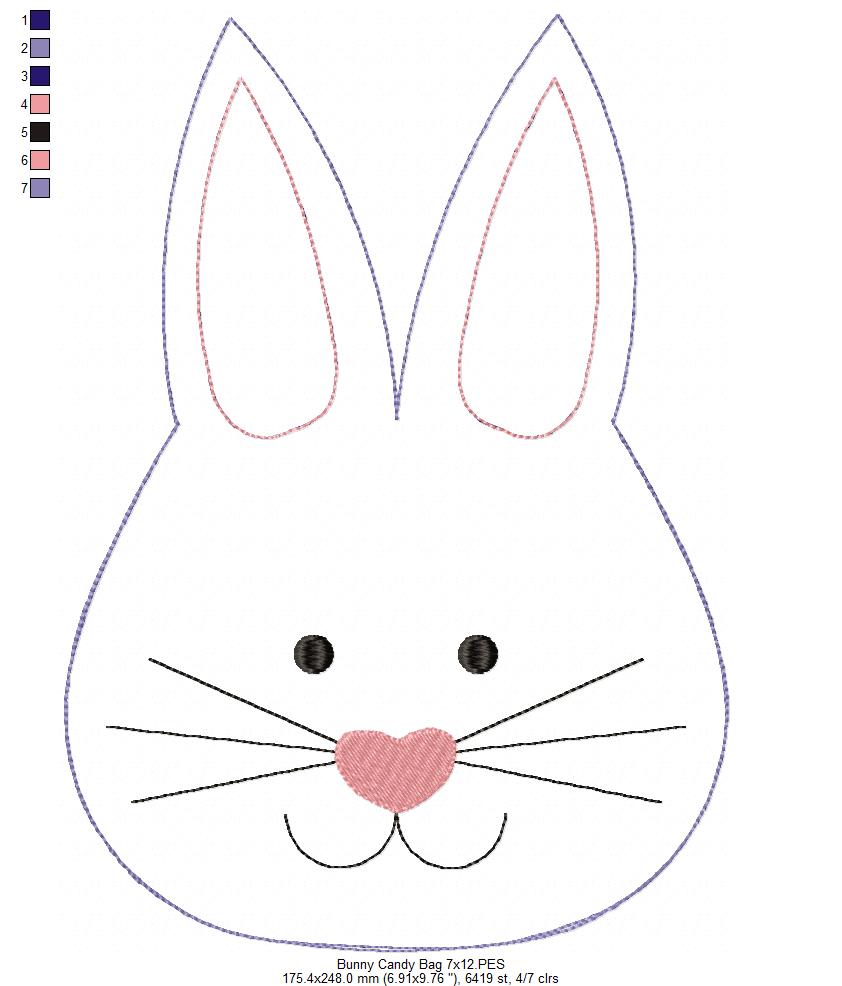 Cute Bunny Candy Bag   - ITH Project - Machine Embroidery Design