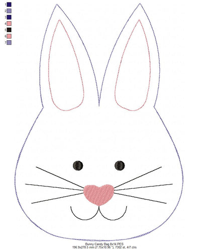 Cute Bunny Candy Bag   - ITH Project - Machine Embroidery Design