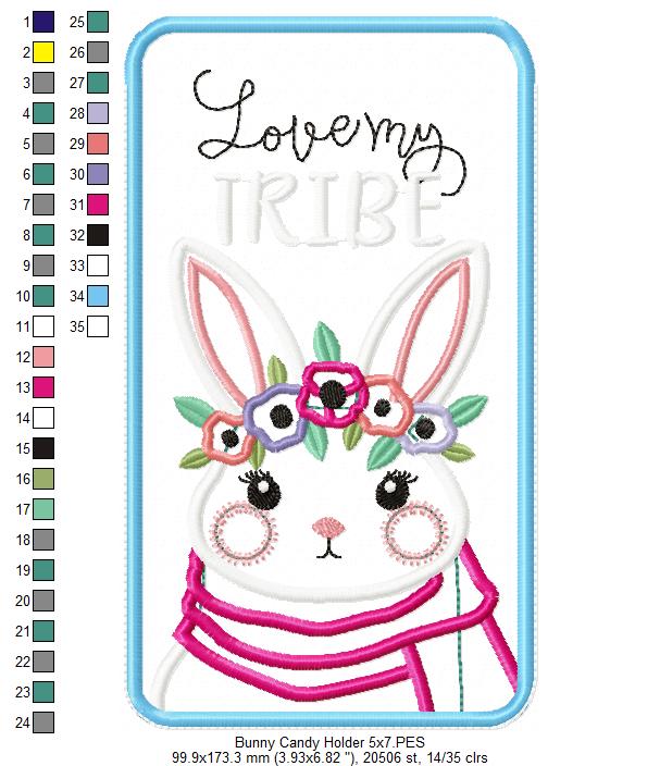 Boho Bunny Candy Holder - ITH Project - Machine Embroidery Design