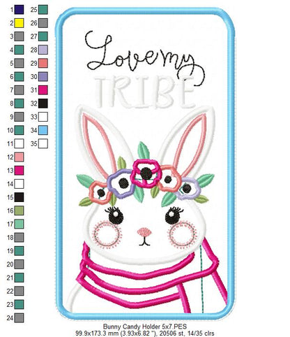 Boho Bunny Candy Holder - ITH Project - Machine Embroidery Design