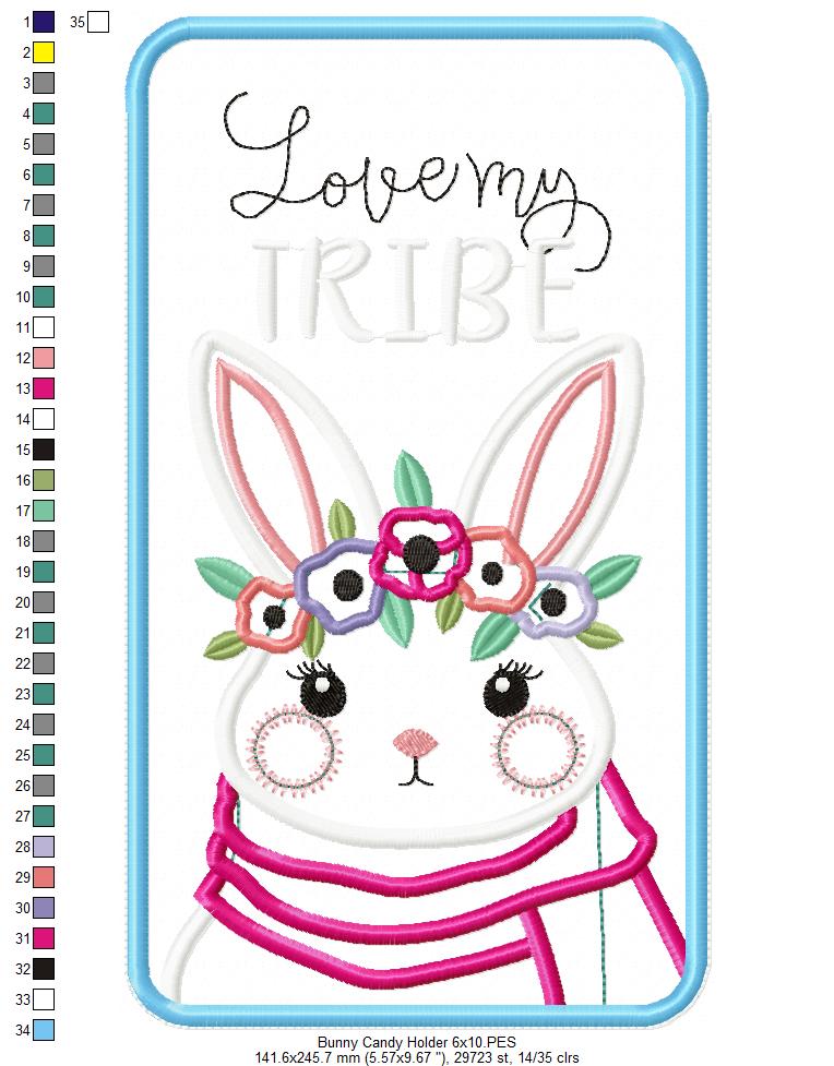 Boho Bunny Candy Holder - ITH Project - Machine Embroidery Design