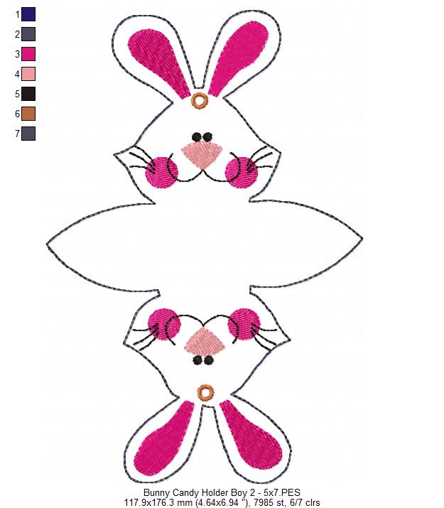 Cute Bunny Candy Bag - ITH Project - Machine Embroidery Design
