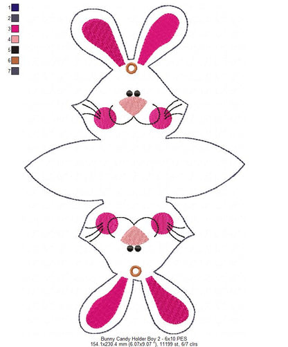 Cute Bunny Candy Bag - ITH Project - Machine Embroidery Design
