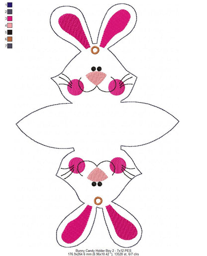 Cute Bunny Candy Bag - ITH Project - Machine Embroidery Design