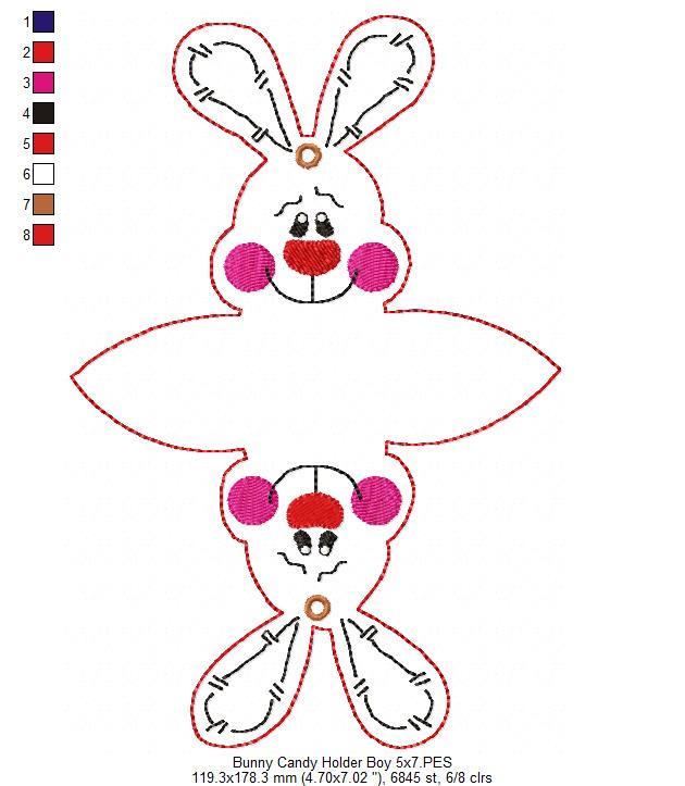 Cute Bunny Candy Bag - ITH Project - Machine Embroidery Design