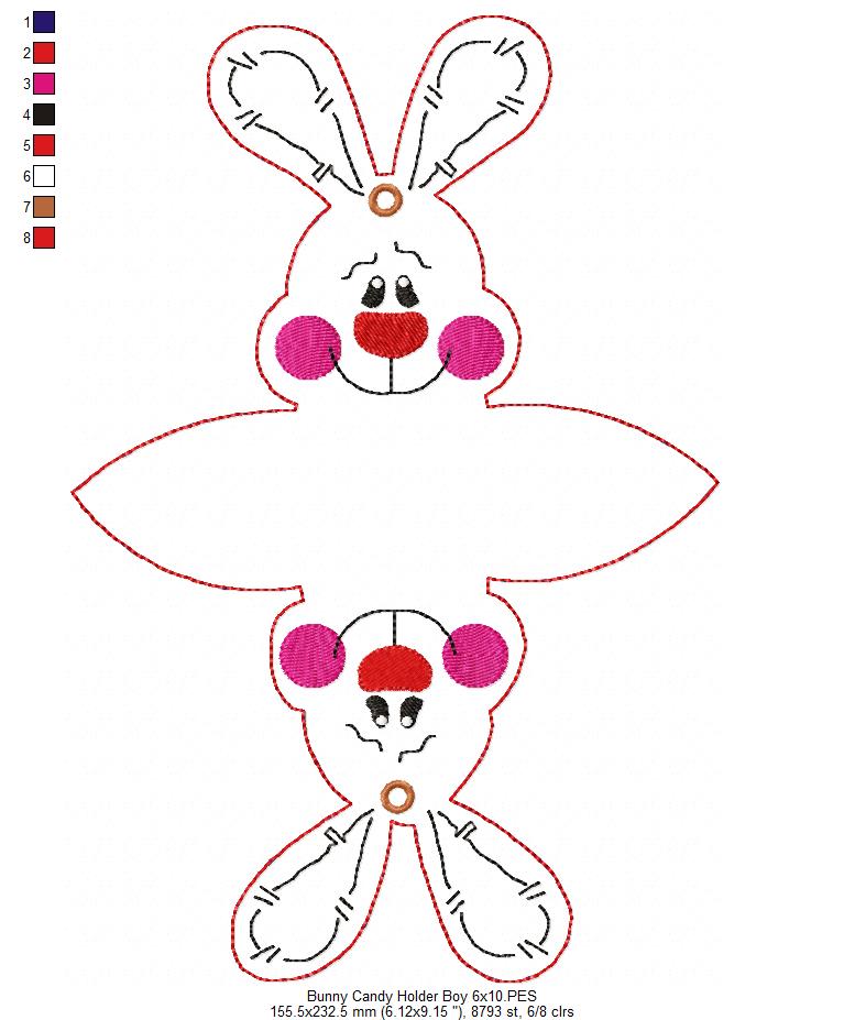 Cute Bunny Candy Bag - ITH Project - Machine Embroidery Design