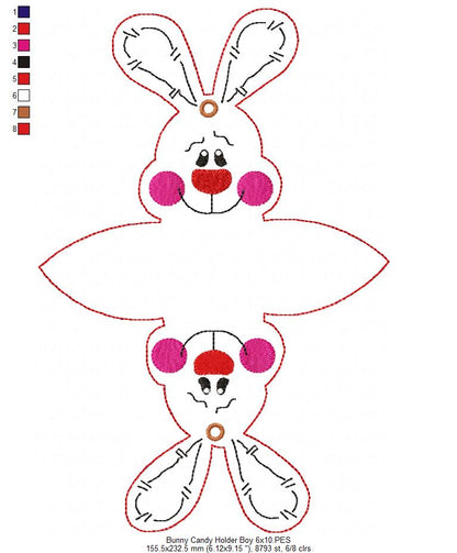 Cute Bunny Candy Bag - ITH Project - Machine Embroidery Design