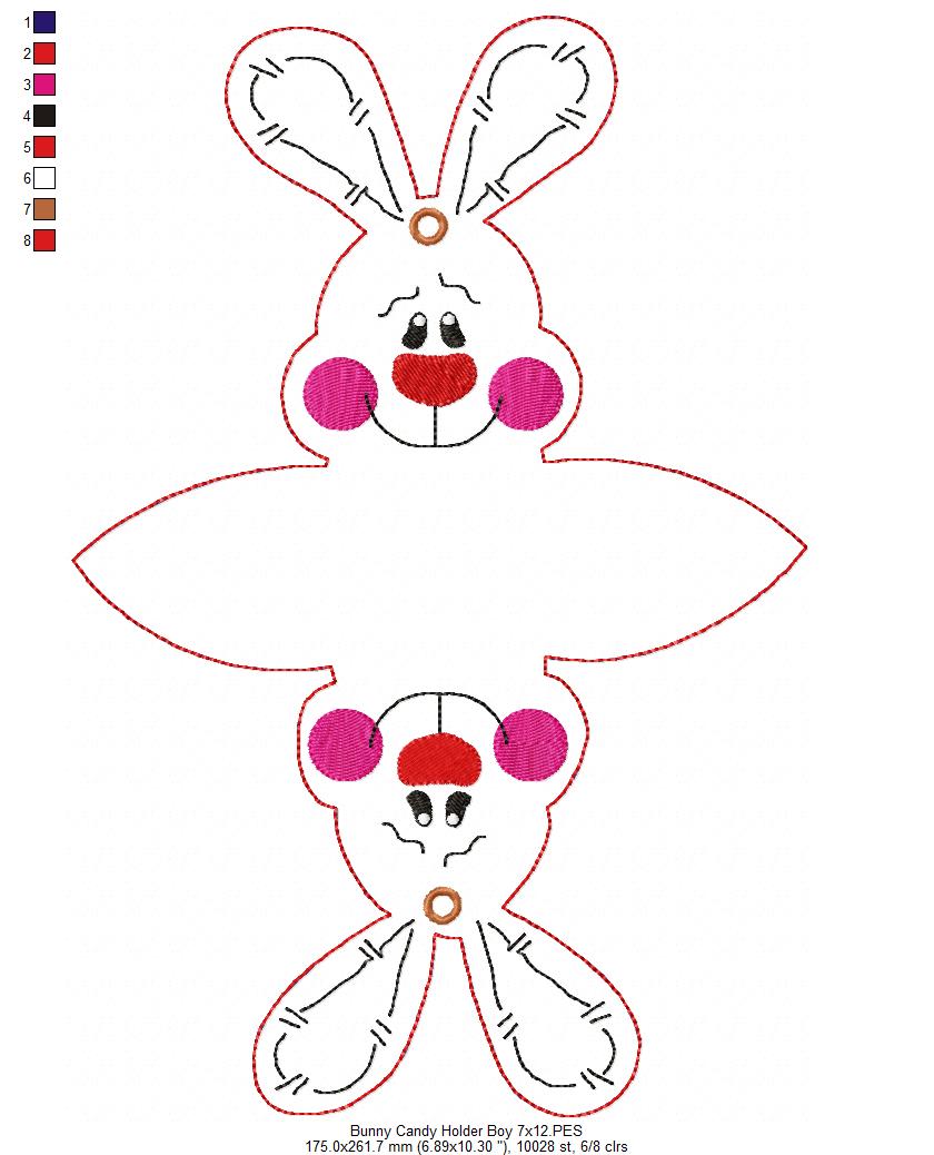 Cute Bunny Candy Bag - ITH Project - Machine Embroidery Design