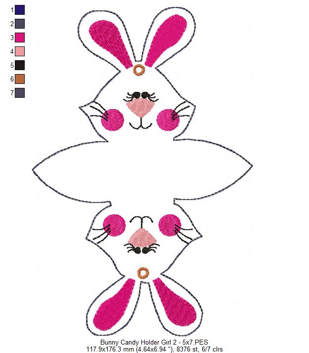 Cute Bunny Candy Bag - ITH Project - Machine Embroidery Design