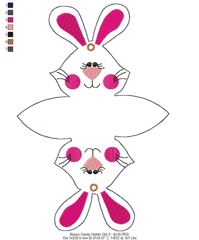 Cute Bunny Candy Bag - ITH Project - Machine Embroidery Design