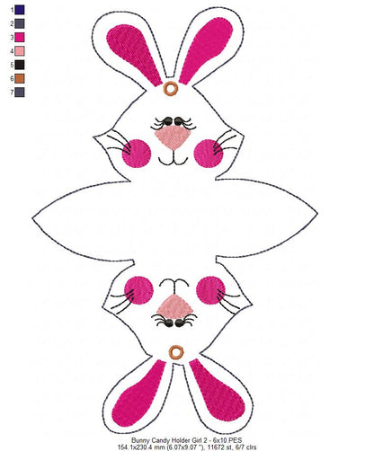 Cute Bunny Candy Bag - ITH Project - Machine Embroidery Design