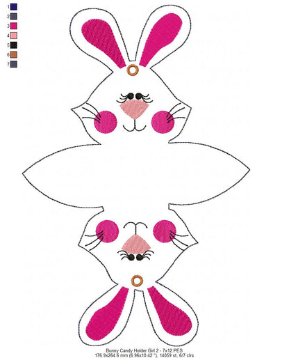 Cute Bunny Candy Bag - ITH Project - Machine Embroidery Design