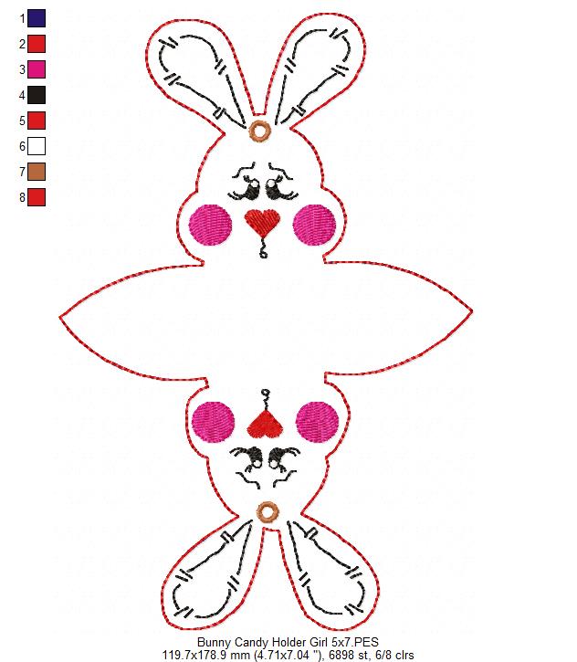 Cute Bunny Candy Bag - ITH Project - Machine Embroidery Design