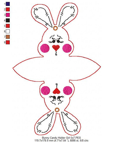 Cute Bunny Candy Bag - ITH Project - Machine Embroidery Design