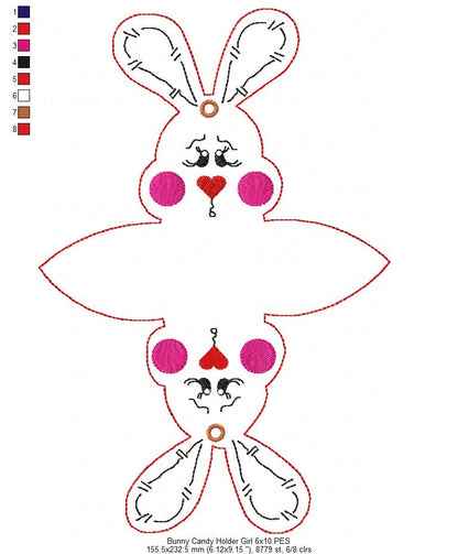 Cute Bunny Candy Bag - ITH Project - Machine Embroidery Design