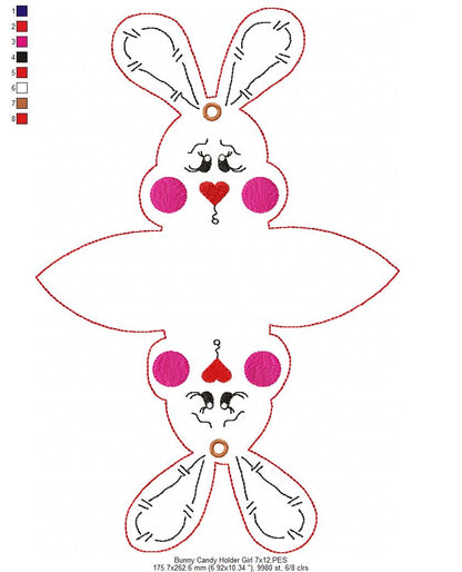 Cute Bunny Candy Bag - ITH Project - Machine Embroidery Design
