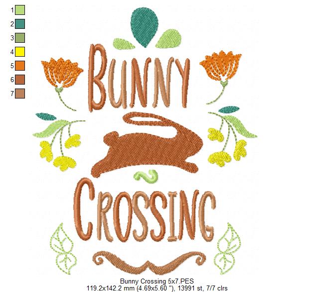 Bunny Crossing - Fill Stitch - Machine Embroidery Design
