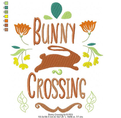 Bunny Crossing - Fill Stitch - Machine Embroidery Design