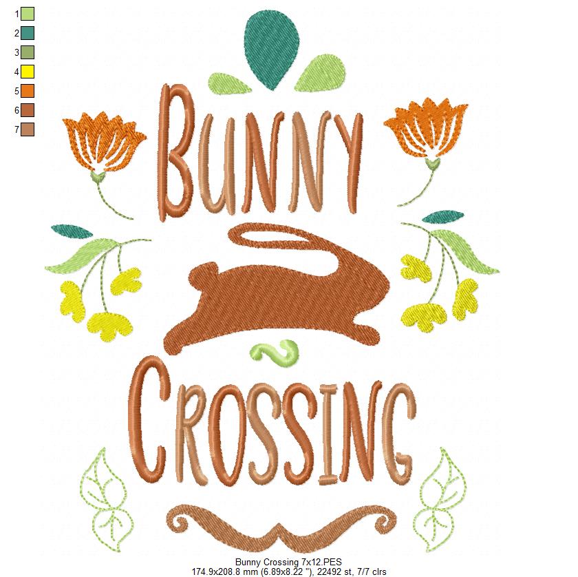 Bunny Crossing - Fill Stitch - Machine Embroidery Design