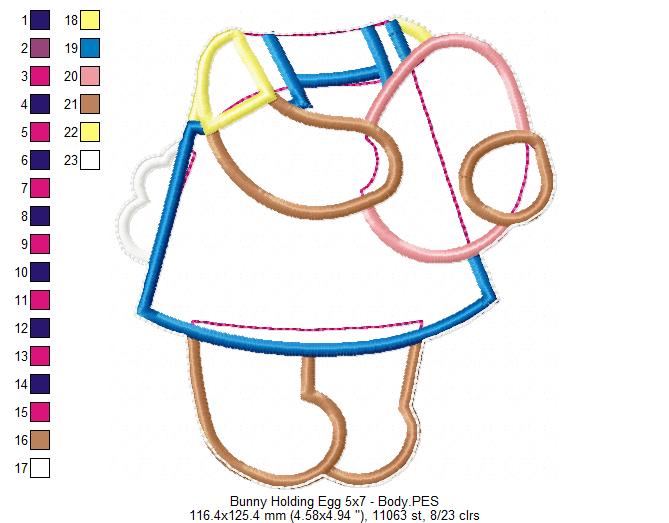 Bunny Girl holding Egg - ITH Project - Machine Embroidery Design