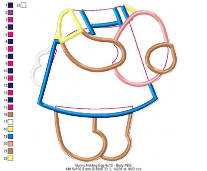 Bunny Girl holding Egg - ITH Project - Machine Embroidery Design