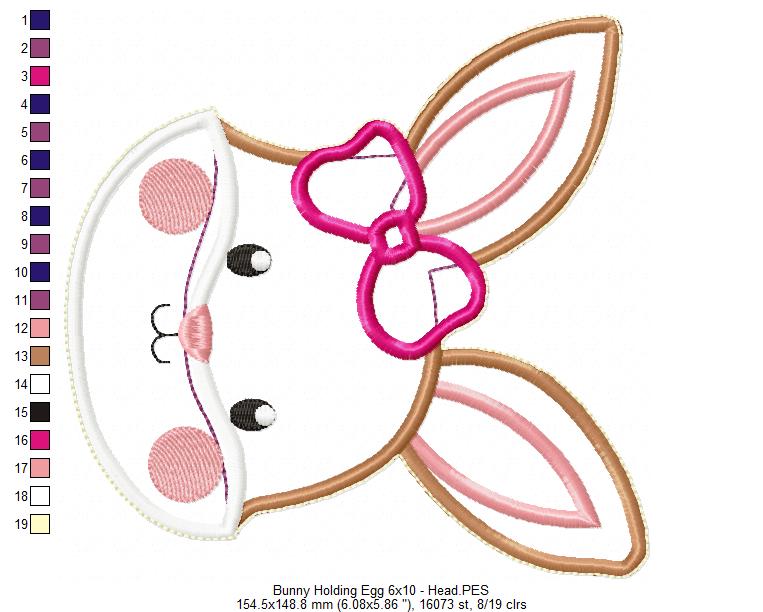 Bunny Girl holding Egg - ITH Project - Machine Embroidery Design