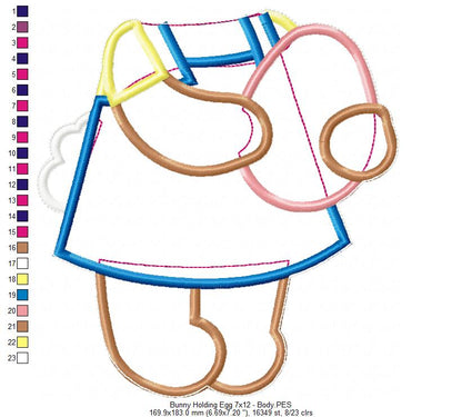 Bunny Girl holding Egg - ITH Project - Machine Embroidery Design