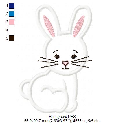 Easter Bunny - Applique  - Machine Embroidery Design
