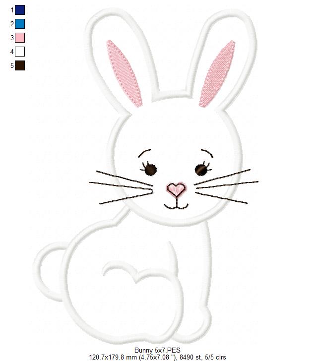 Easter Bunny - Applique  - Machine Embroidery Design