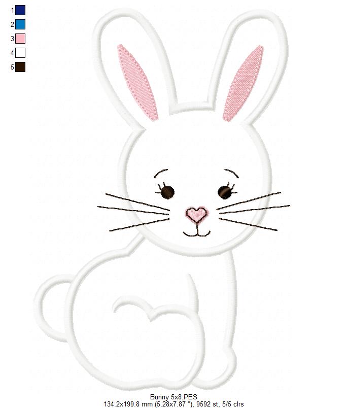 Easter Bunny - Applique  - Machine Embroidery Design