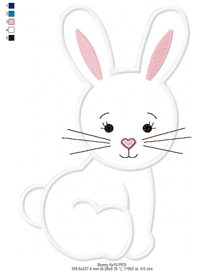 Easter Bunny - Applique  - Machine Embroidery Design