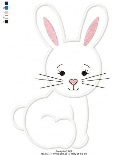 Easter Bunny - Applique  - Machine Embroidery Design