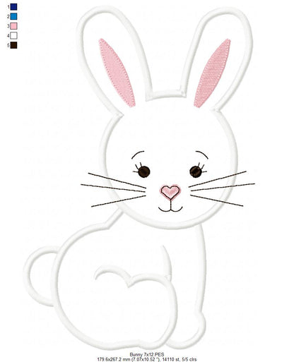 Easter Bunny - Applique  - Machine Embroidery Design