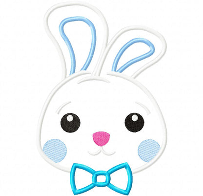 Cute Bunny Boy Face - Appliqué - Machine Embroidery Design