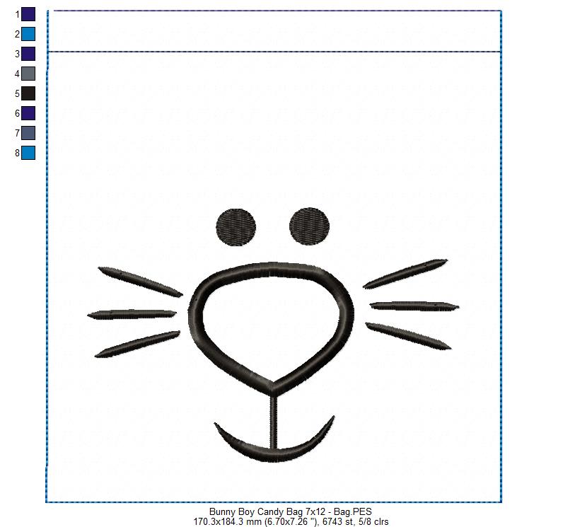 Cute Bunny boy and girl Candy Bag - Set of 2 Designs - ITH Project - Machine Embroidery Design