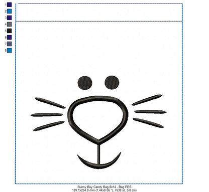 Cute Bunny boy and girl Candy Bag - Set of 2 Designs - ITH Project - Machine Embroidery Design