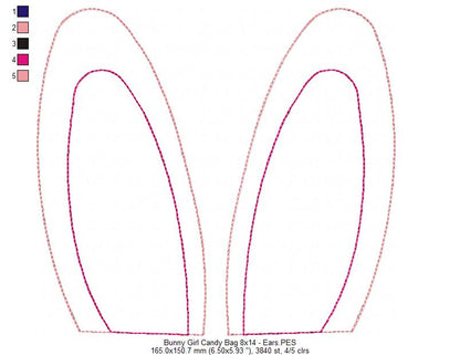 Cute Bunny boy and girl Candy Bag - Set of 2 Designs - ITH Project - Machine Embroidery Design