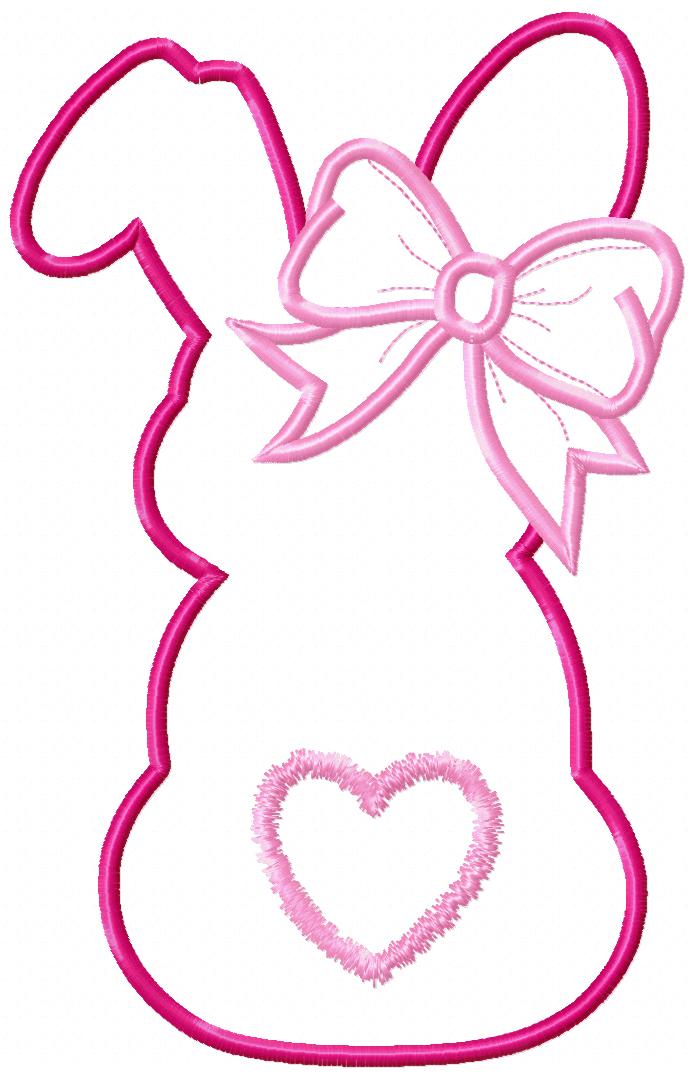 Easter Girl Bunny Silhouette - Applique - Machine Embroidery Design