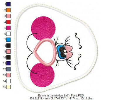 Bunny in the window Door Ornament - ITH Project - Machine Embroidery Design