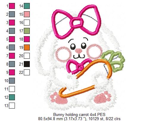 Cute Bunny holding carrot - Applique