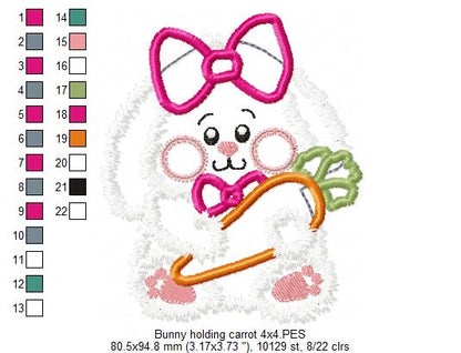 Cute Bunny holding carrot - Applique